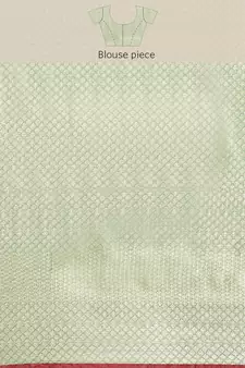 Sea green woven banarasi silk saree with blouse
