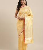 Peach woven banarasi silk saree with blouse