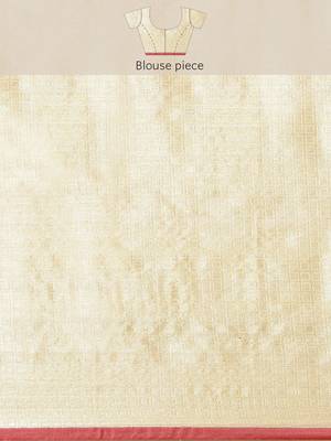 Peach woven banarasi silk saree with blouse 5