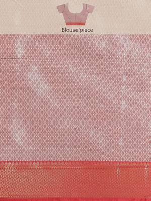 Blue woven Faux kanchipuram silk saree with blouse 5