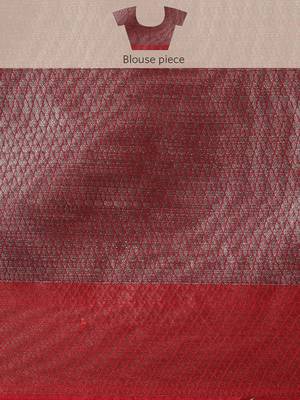Blue woven kanchipuram silk blend saree with blouse 5