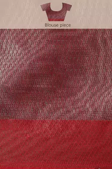 Blue woven kanchipuram silk blend saree with blouse