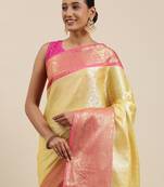 Gold woven kanchipuram silk saree with blouse