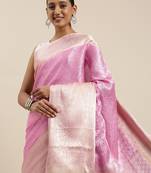 Lavender woven kanchipuram silk saree with blouse