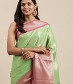 Green woven kanchipuram silk saree with blouse