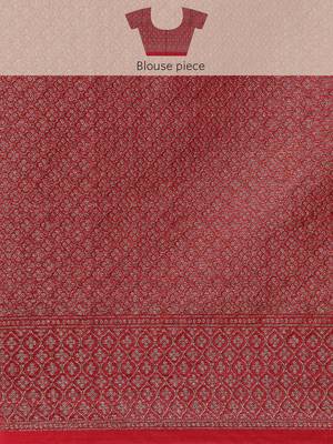 Brown woven cotton silk saree with blouse 5