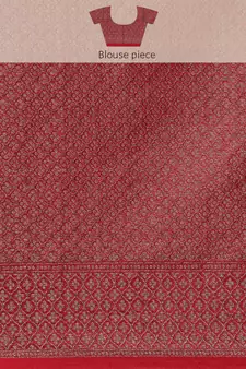 Brown woven cotton silk saree with blouse