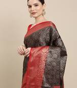 Black woven cotton silk saree with blouse