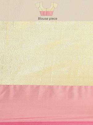 Beige woven Faux kanchipuram silk saree with blouse 5