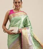 Sea green woven kanchipuram silk saree with blouse
