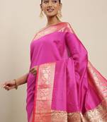 Magenta Katan Silk Woven Saree with Zari Border