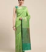 Green woven katan silk saree with blouse