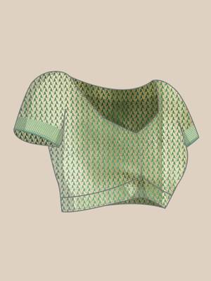 Green woven katan silk saree with blouse 5