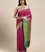 Magenta woven katan silk saree with blouse