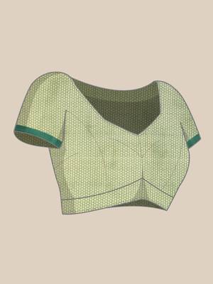 Green woven katan silk saree with blouse 5