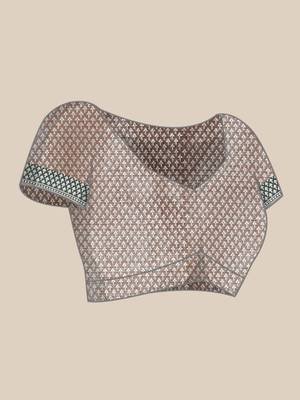 Rust woven cotton silk saree with blouse 5