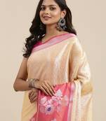 Gold woven Faux kanchipuram silk saree with blouse