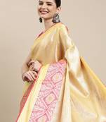 Gold woven Faux kanchipuram silk saree with blouse