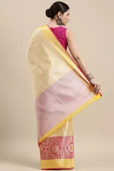 Gold woven Faux kanchipuram silk saree with blouse