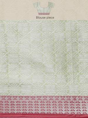 Pink woven Faux kanchipuram silk saree with blouse 5