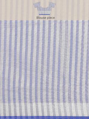 Blue woven Faux kanchipuram silk saree with blouse 5