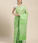 Green woven Faux kanchipuram silk saree with blouse