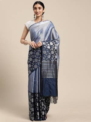 Lavender woven Faux kanchipuram silk saree with blouse 1
