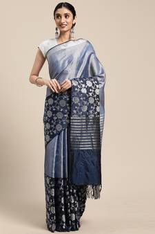 Lavender woven Faux kanchipuram silk saree with blouse