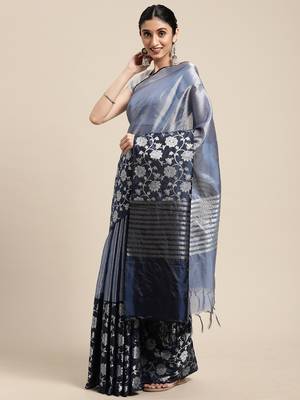 Lavender woven Faux kanchipuram silk saree with blouse 2