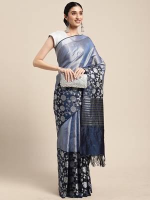 Lavender woven Faux kanchipuram silk saree with blouse 3