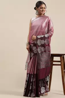 Pink woven kanchipuram silk saree with blouse