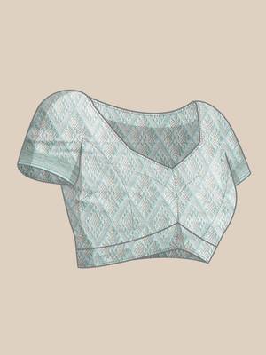 Grey woven cotton silk saree with blouse 5