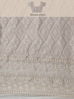 Pink woven cotton silk saree with blouse 5