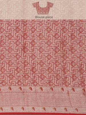 Gold woven cotton silk saree with blouse 5