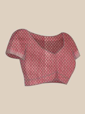 Grey woven cotton silk saree with blouse 5
