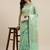 Sea green woven cotton silk saree with blouse