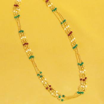multicolor ruby emerald pearl necklace with layered design 1