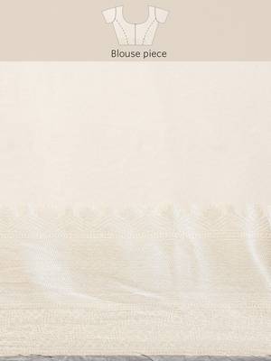 Beige woven cotton silk saree with blouse 5