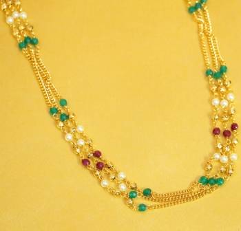 multicolor ruby emerald pearl necklace with layered design 2