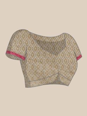 Grey woven cotton silk saree with blouse 5
