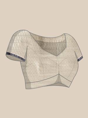 Grey woven cotton silk saree with blouse 5