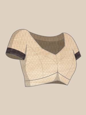 Peach woven cotton silk saree with blouse 5