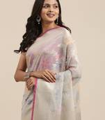 Grey woven cotton silk saree with blouse