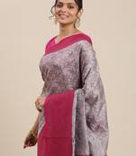 Pink woven cotton silk saree with blouse