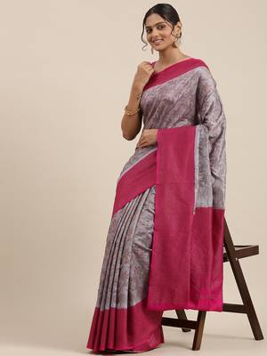 Pink woven cotton silk saree with blouse 2