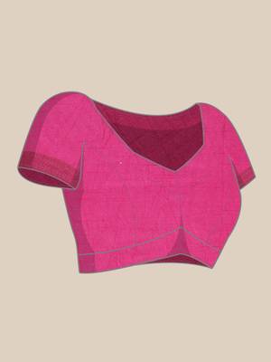Pink woven cotton silk saree with blouse 5