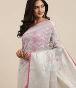 Grey woven cotton silk saree with blouse