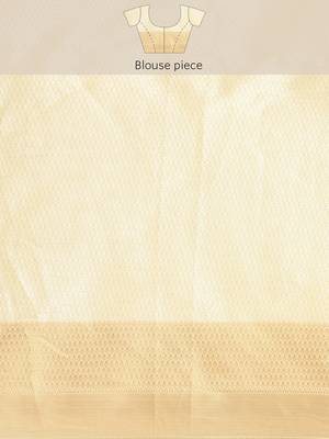 Yellow woven cotton silk saree with blouse 5