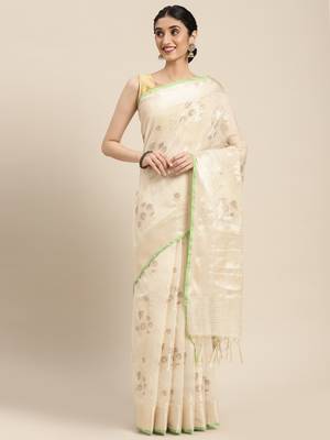 Grey woven cotton silk saree with blouse 1
