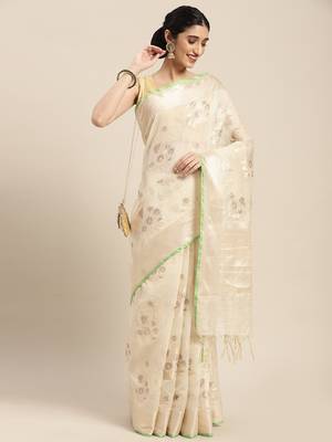 Grey woven cotton silk saree with blouse 3